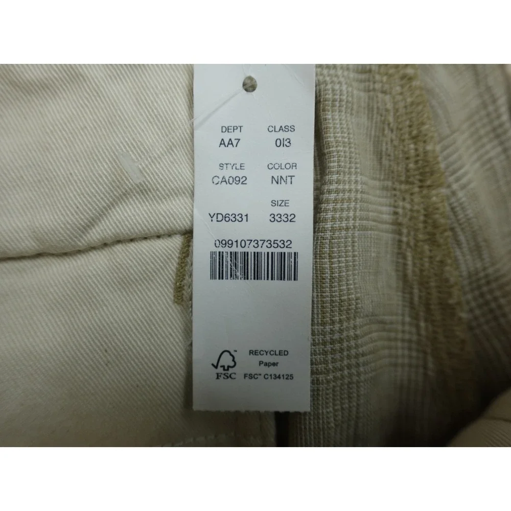 J.Crew Mens 33x32 Classic Fit Linen Trouser Beige Glen Check Plaid Pants 2024 - Picture 10 of 16